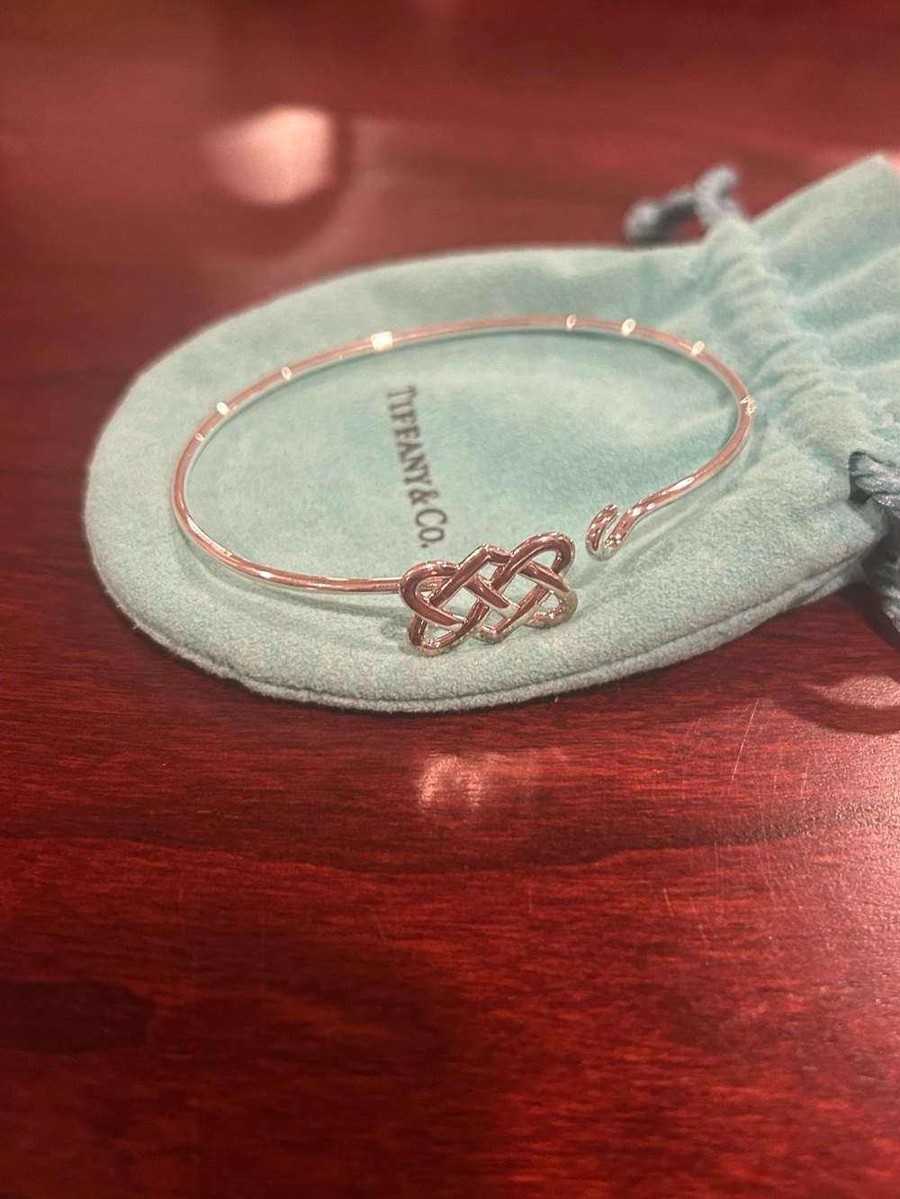 Tiffany & Co. Silver Celtic Knot Open Bangle Bracelet